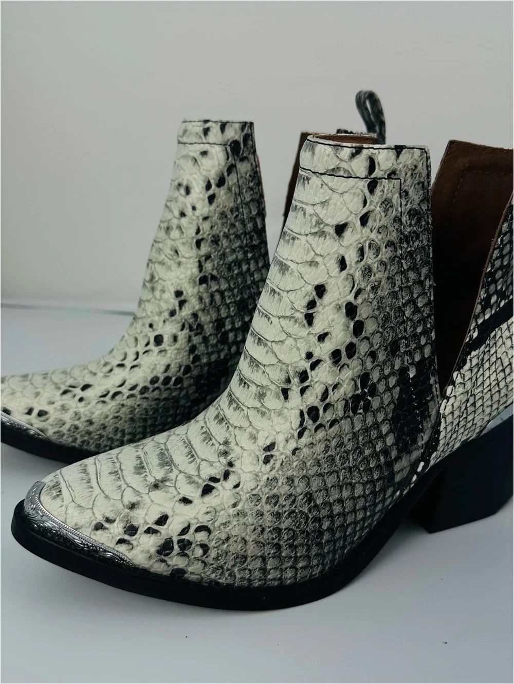 Jeffrey Campbell Snake Skin Ankle Boots. Cowboy boots